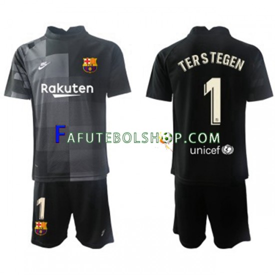 Camisa Goleiro 2 FC Barcelona Ter Stegen 1 2021-2022 manga curta ,infantil