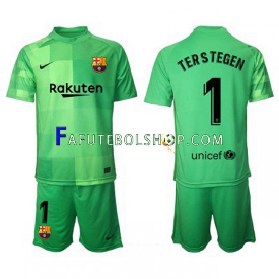 Camisa Goleiro 3 FC Barcelona Ter Stegen 1 2021-2022 manga curta ,infantil