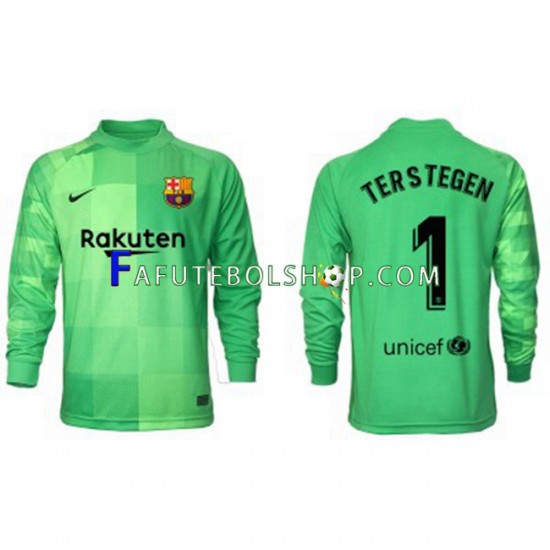 Camisa Goleiro 3 FC Barcelona Ter Stegen 1 2021-2022 manga longa ,Masculino