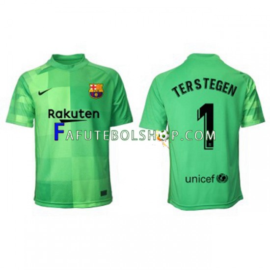 Camisa Goleiro 3 FC Barcelona Ter Stegen 1 2021-2022 manga curta ,Masculino