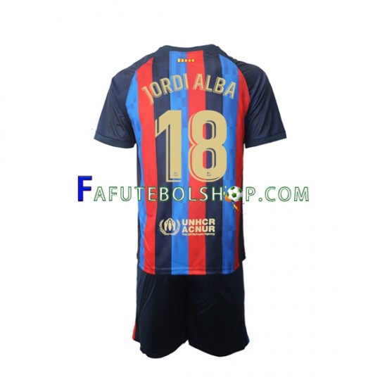 Camisa 1 FC Barcelona Jordi Alba 18 2022-2023 manga curta ,infantil