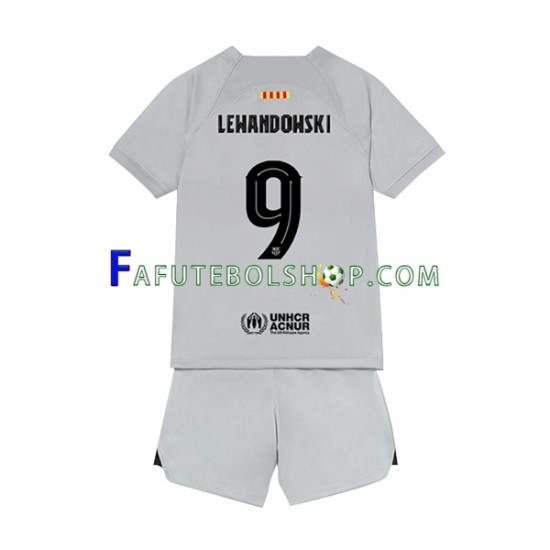 Camisa 3 FC Barcelona Lewandowski 9 2022-2023 manga curta ,infantil