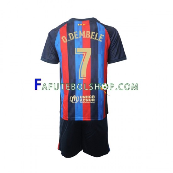 Camisa 1 FC Barcelona Ousmane Dembele 7 2022-2023 manga curta ,infantil