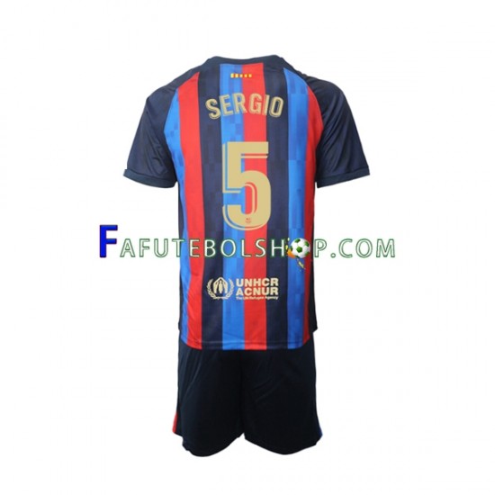 Camisa 1 FC Barcelona Sergio Busquets 5 2022-2023 manga curta ,infantil