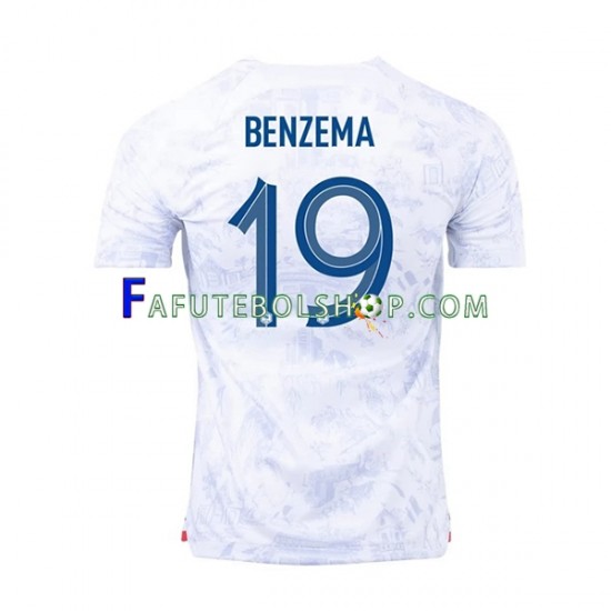 Camisa 2 França Benzema 19 Copa Do Mundo 2022 manga curta ,Masculino