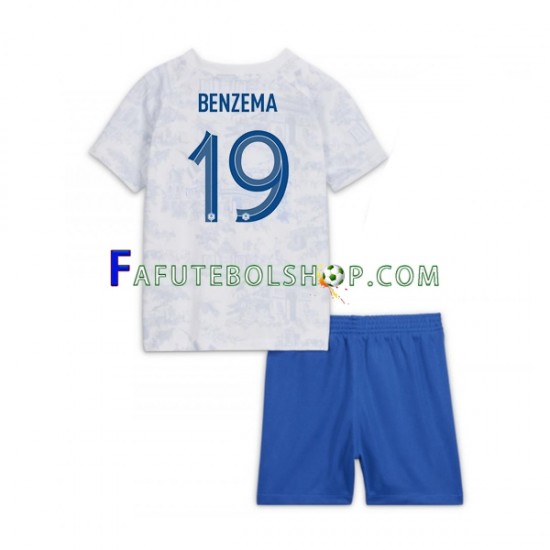 Camisa 2 França Benzema 19 Copa Do Mundo 2022 manga curta ,infantil