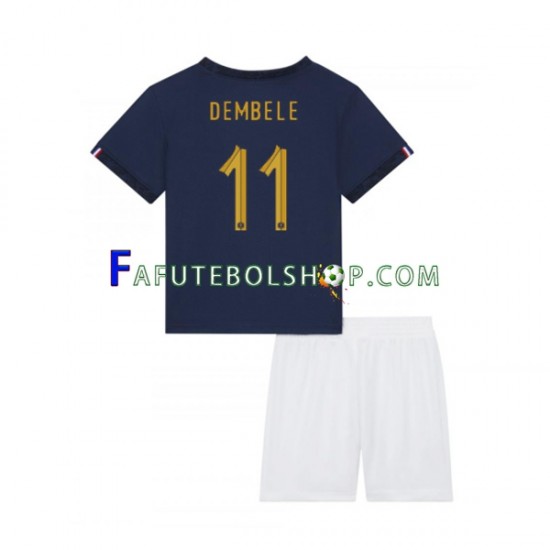 Camisa 1 França Dembele 11 Copa Do Mundo 2022 manga curta ,infantil