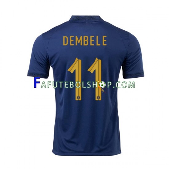 Camisa 1 França Dembele 11 Copa Do Mundo 2022 manga curta ,Masculino