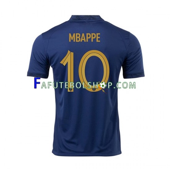 Camisa 1 França Mbappé 10 Copa Do Mundo 2022 manga curta ,Masculino