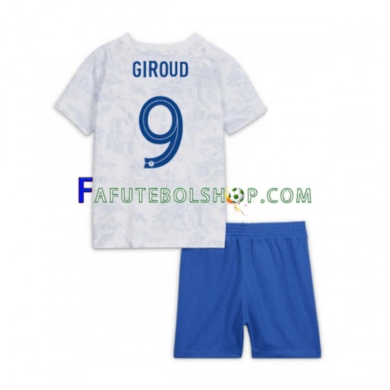 Camisa 2 França Olivier Giroud 9 Copa Do Mundo 2022 manga curta ,infantil