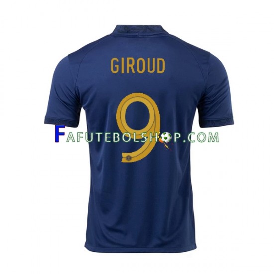 Camisa 1 França Olivier Giroud 9 Copa Do Mundo 2022 manga curta ,Masculino