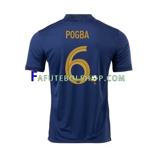 Camisa 1 França Pogba 6 Copa Do Mundo 2022 manga curta ,Masculino