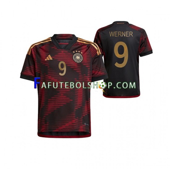 Camisa 2 Alemanha Timo Werner 9 Copa Do Mundo 2022 manga curta ,Masculino