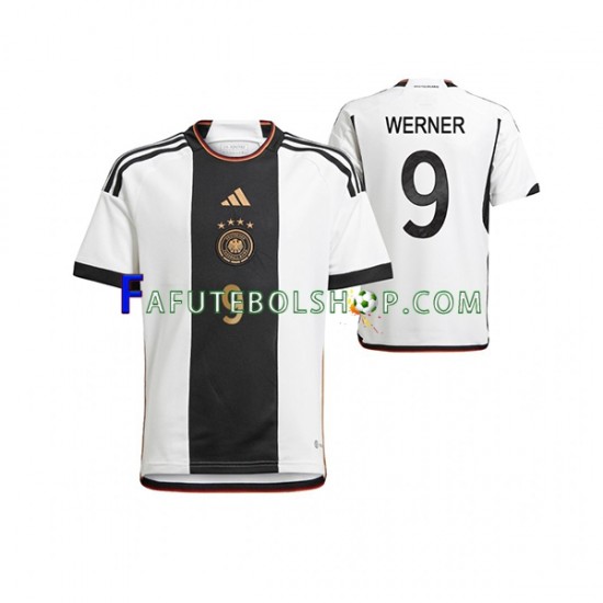 Camisa 1 Alemanha Timo Werner 9 Copa Do Mundo 2022 manga curta ,Masculino