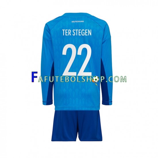 Camisa Goleiro 1 Alemanha ter Stegen 22 Copa Do Mundo 2022 manga longa ,infantil