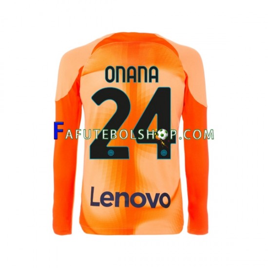 Camisa Goleiro 4 Internazionale Andre Onana 24 2022-2023 manga longa ,Masculino