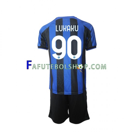 Camisa 1 Internazionale Romelu Lukaku 90 2022-2023 manga curta ,infantil