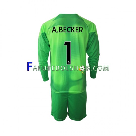 Camisa Goleiro 3 Liverpool A.Becker 1 2022-2023 manga longa ,infantil