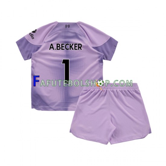 Camisa Goleiro 1 Liverpool Alisson Becker 1 2022-2023 manga curta ,infantil