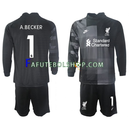 Camisa Goleiro 3 Liverpool A.BECKER 1 2021-2022 manga longa ,infantil