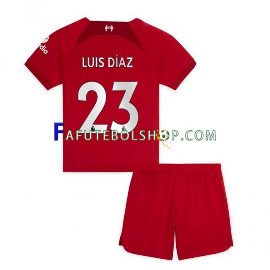 Camisa 1 Liverpool Luis Diaz 23 2022-2023 manga curta ,infantil