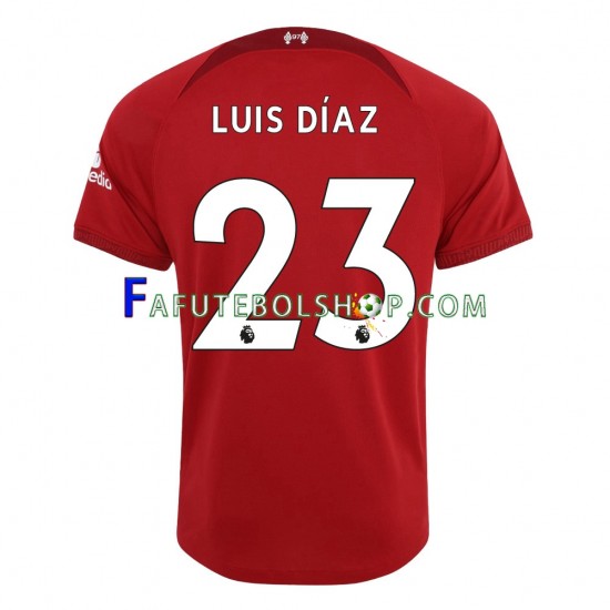 Camisa 1 Liverpool Luis Diaz 23 2022-2023 manga curta ,Masculino