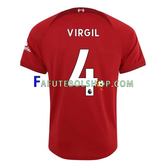 Camisa 1 Liverpool Virgil 4 2022-2023 manga curta ,Masculino