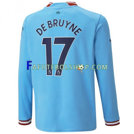 Camisa 1 Manchester City De Bruyne 17 2022-2023 manga longa ,Masculino