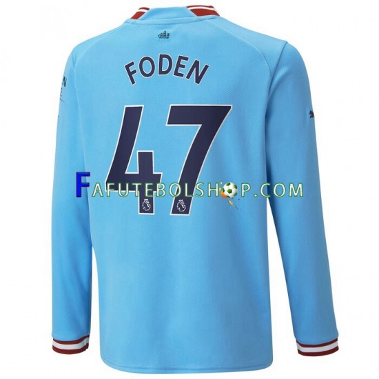 Camisa 1 Manchester City Foden 47 2022-2023 manga longa ,Masculino