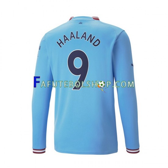 Camisa 1 Manchester City Haaland 9 2022-2023 manga longa ,Masculino