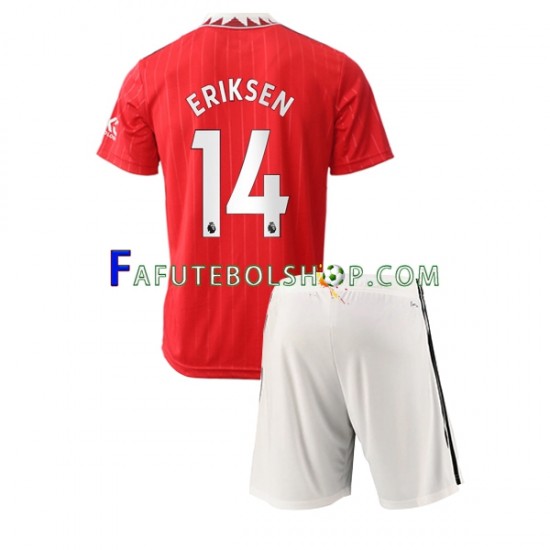 Camisa 1 Manchester United Christian Eriksen 14 2022-2023 manga curta ,infantil