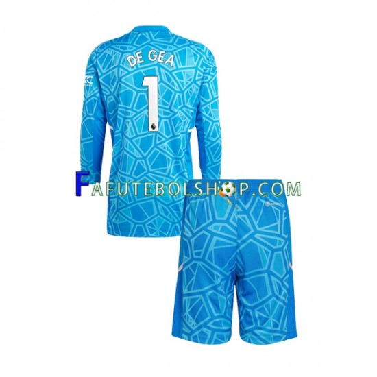 Camisa Goleiro 1 Manchester United DE GEA 1 2022-2023 manga longa ,infantil