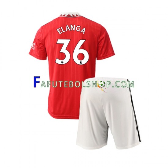 Camisa 1 Manchester United Elanga 36 2022-2023 manga curta ,infantil