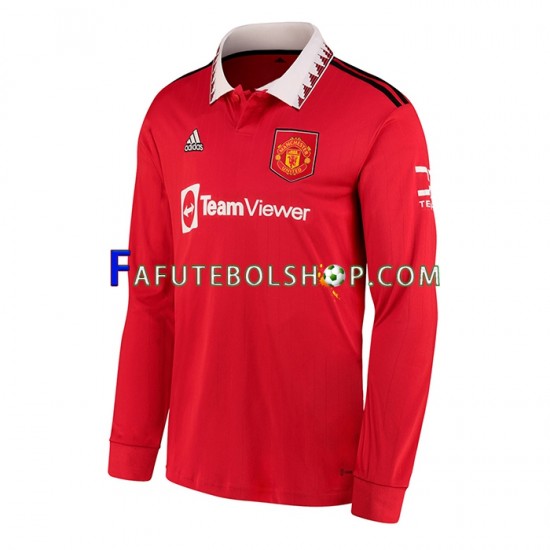 Camisa 1 Manchester United 2022-2023 manga longa ,Masculino