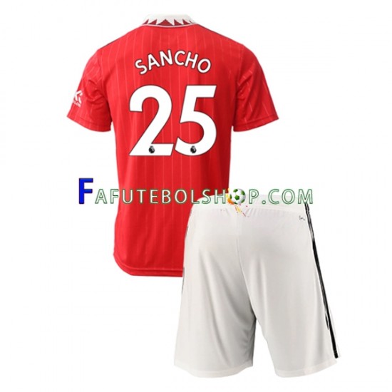 Camisa 1 Manchester United Jadon Sancho 25 2022-2023 manga curta ,infantil