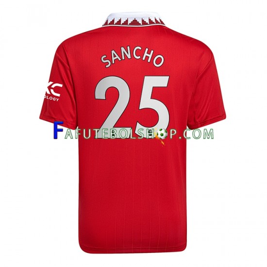 Camisa 1 Manchester United Jadon Sancho 25 2022-2023 manga curta ,Masculino