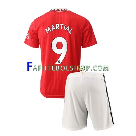 Camisa 1 Manchester United Martial 9 2022-2023 manga curta ,infantil