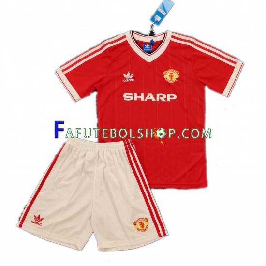 Camisa 1 Manchester United 1984 Retrô manga curta ,infantil