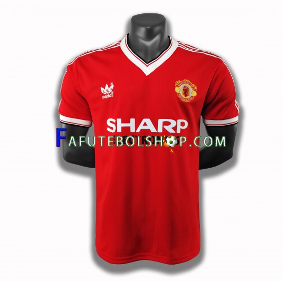 Camisa 1 Manchester United 1983 Retrô manga curta ,Masculino