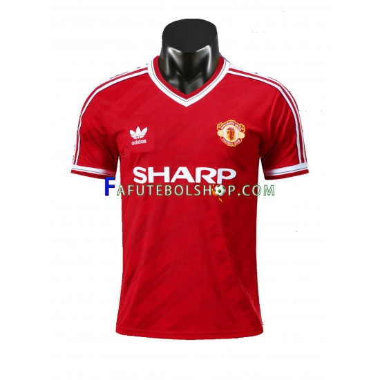 Camisa 1 Manchester United 1986 Retrô manga curta ,Masculino