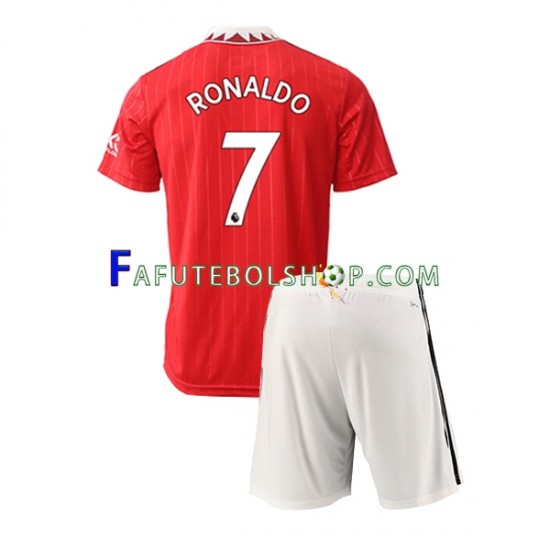 Camisa 1 Manchester United Ronaldo 7 2022-2023 manga curta ,infantil