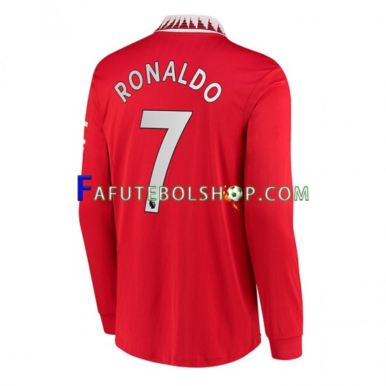 Camisa 1 Manchester United Ronaldo 7 2022-2023 manga longa ,Masculino