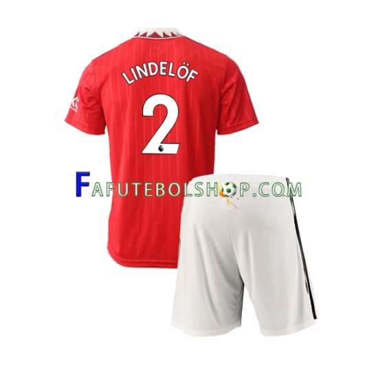 Camisa 1 Manchester United Victor Lindelof 2 2022-2023 manga curta ,infantil