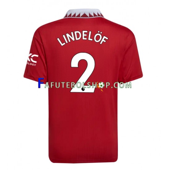 Camisa 1 Manchester United Victor Lindelof 2 2022-2023 manga curta ,Masculino