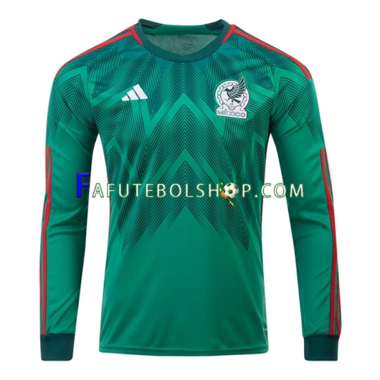 Camisa 1 México Copa Do Mundo 2022 manga longa ,Masculino