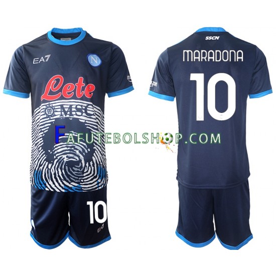 Camisa 1 Napoli Diego Maradona 10 Special 2 2021-2022 manga curta ,infantil