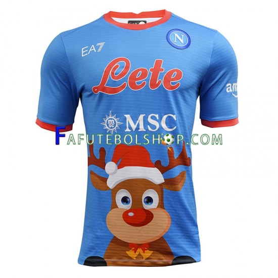 Camisa 1 Napoli Xmas 2022-2023 manga curta ,Masculino