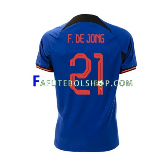 Camisa 2 Países Baixos Frenkie de Jong 21 Copa Do Mundo 2022 manga curta ,Masculino