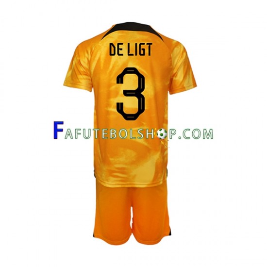 Camisa 1 Países Baixos Matthijs de Ligt 3 Copa Do Mundo 2022 manga curta ,infantil