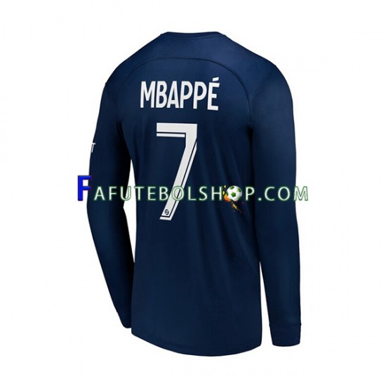 Camisa 1 Paris Saint Germain Mbappé 7 2022-2023 manga longa ,Masculino